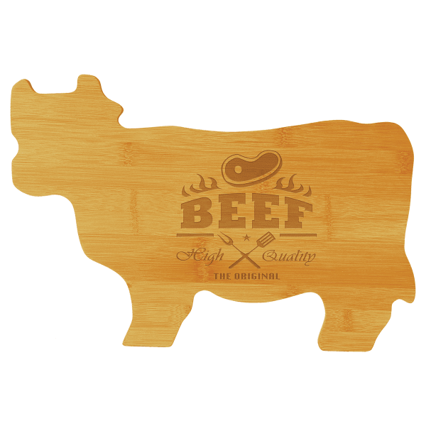 14.75" x 9.75" Bamboo Cow Shaped Cutting Board – item GFT133