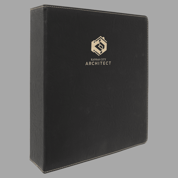 Black/Gold Laserable Leatherette Binder with 2" Slant D – item GFT1341