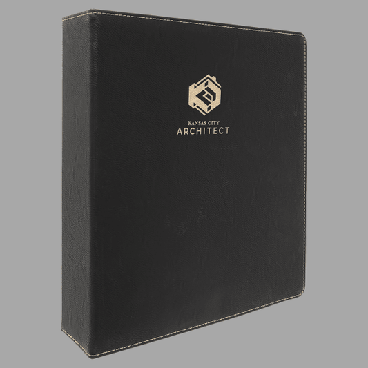 Black/Gold Laserable Leatherette Binder with 2" Slant D – item GFT1341