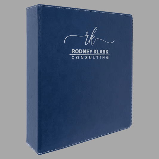 Blue/Silver Laserable Leatherette Binder with 2" Slant D – item GFT1346