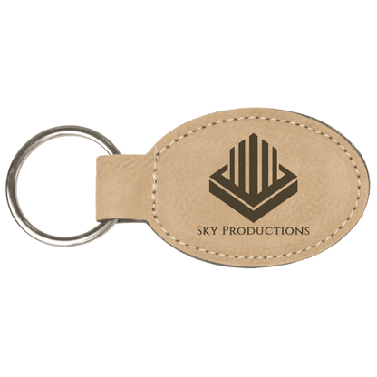 3" x 1.75" Light Brown Oval Leatherette Keychain – item GFT175 image 3