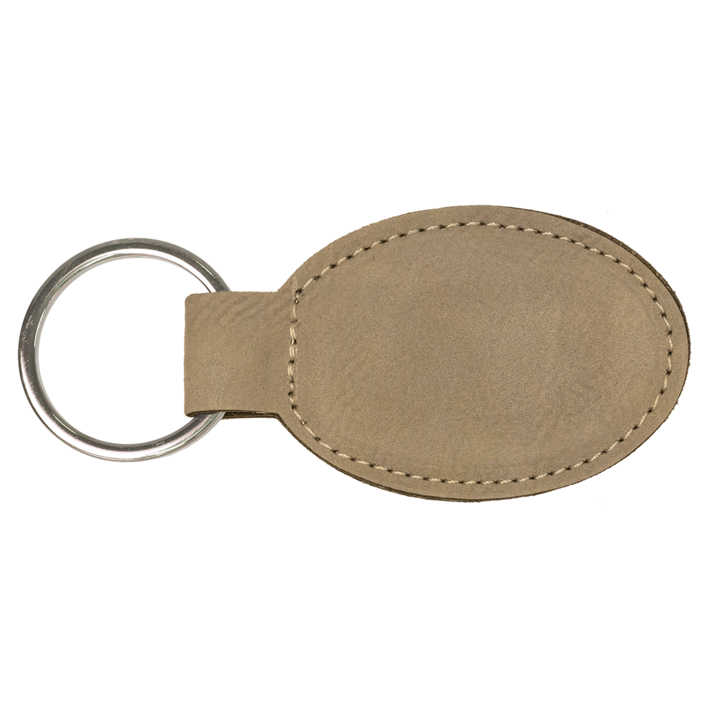 3" x 1.75" Light Brown Oval Leatherette Keychain – item GFT175 image 2