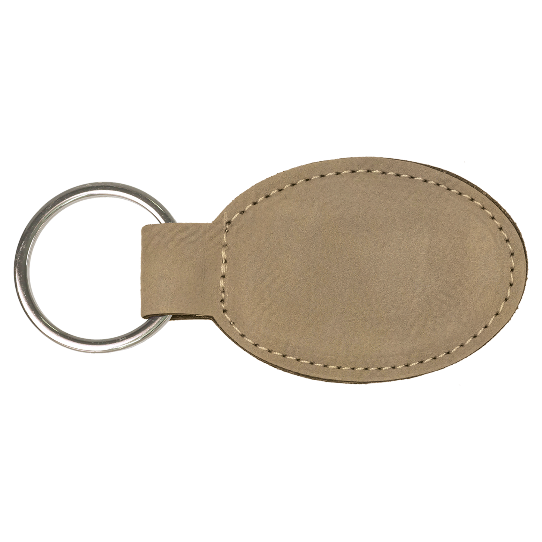 3" x 1.75" Light Brown Oval Leatherette Keychain – item GFT175 image 2