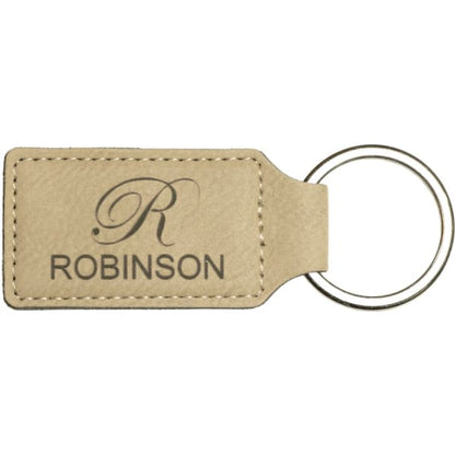 2.75" x 1.25" Light Brown Rectangle Leatherette Keychain – item GFT177 image 4