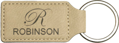 2.75" x 1.25" Light Brown Rectangle Leatherette Keychain – item GFT177 image 2