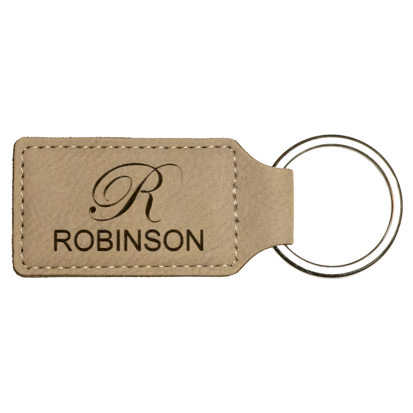 2.75" x 1.25" Light Brown Rectangle Leatherette Keychain – item GFT177