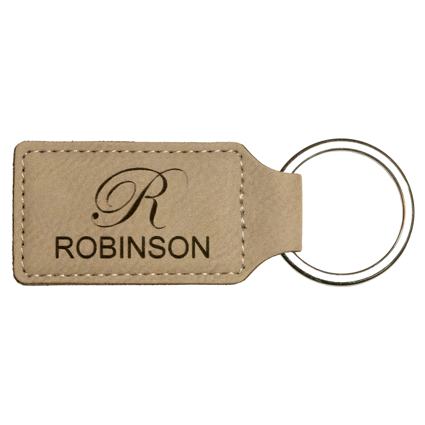 2.75" x 1.25" Light Brown Rectangle Leatherette Keychain – item GFT177