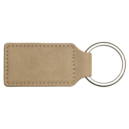 2.75" x 1.25" Light Brown Rectangle Leatherette Keychain – item GFT177 image 3