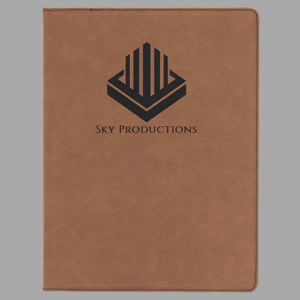 Dark Brown Laserable Leatherette Portfolio with Lined Pad – item GFT186 image 2