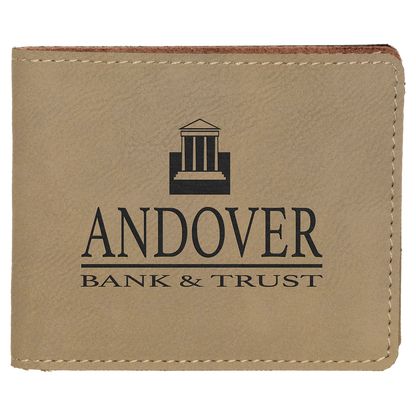 4.5" x 3.5" Light Brown Leatherette Wallet – item GFT189