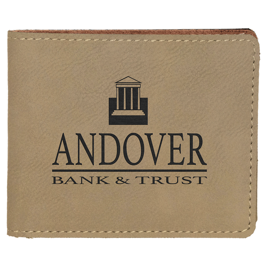4.5" x 3.5" Light Brown Leatherette Wallet – item GFT189