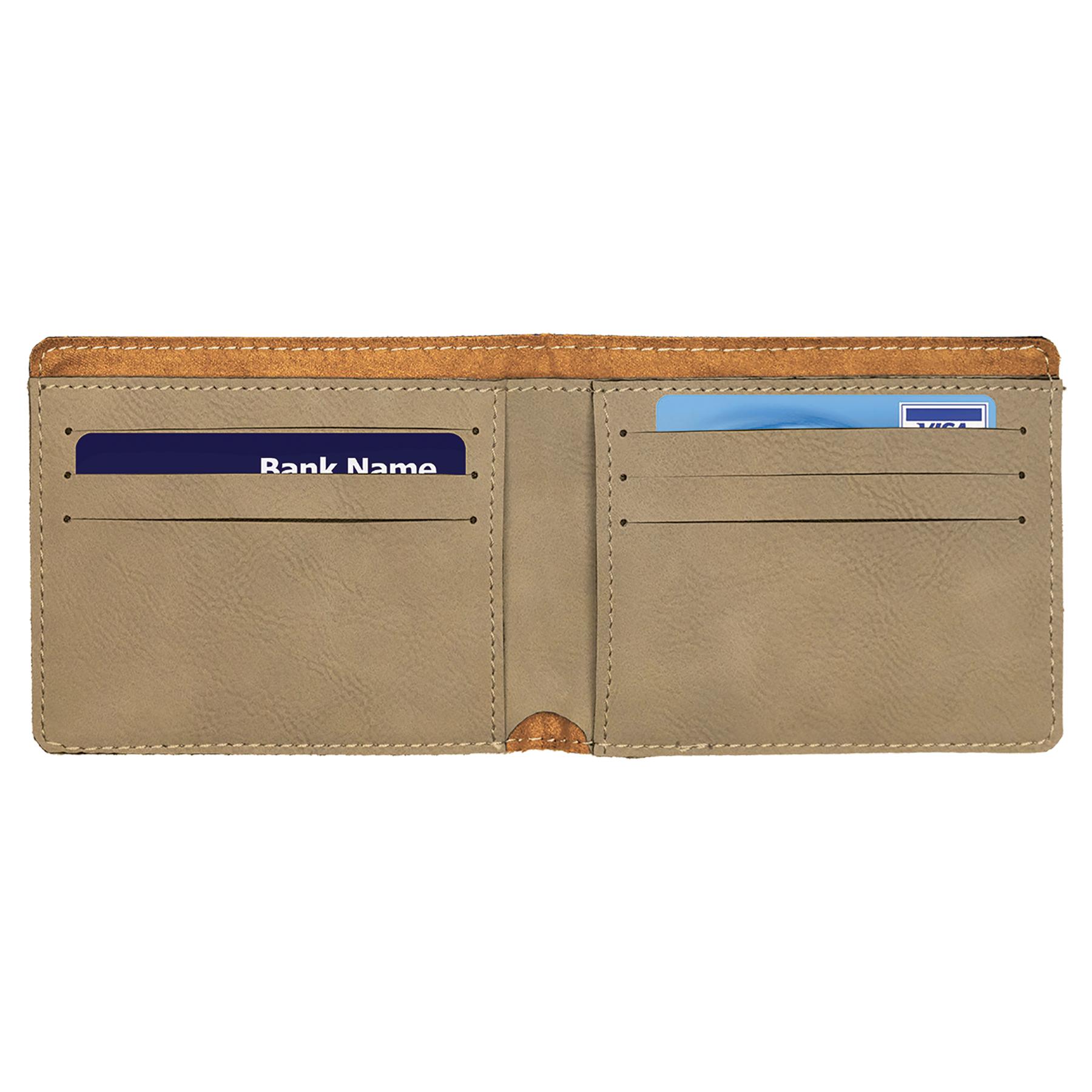 4.5" x 3.5" Light Brown Leatherette Wallet – item GFT189 image 3
