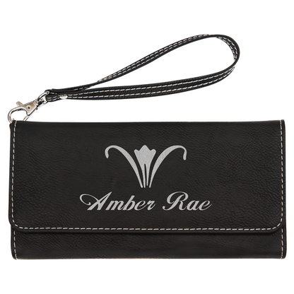 7.5" x 4" Black/Silver Leatherette Wallet with Strap – item GFT2138 image 6