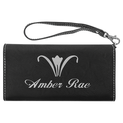 7.5" x 4" Black/Silver Leatherette Wallet with Strap – item GFT2138 image 3