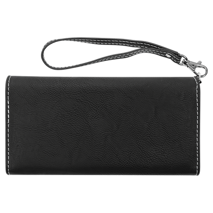 7.5" x 4" Black/Silver Leatherette Wallet with Strap – item GFT2138 image 5