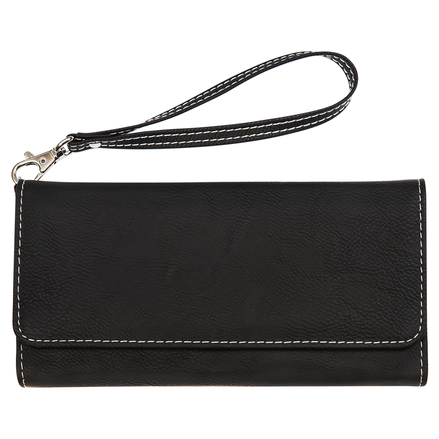 7.5" x 4" Black/Silver Leatherette Wallet with Strap – item GFT2138 image 4