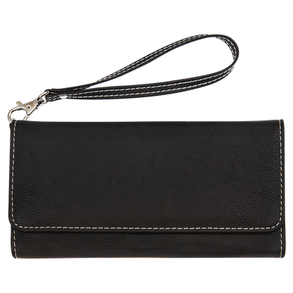 7.5" x 4" Black/Silver Leatherette Wallet with Strap – item GFT2138 image 4