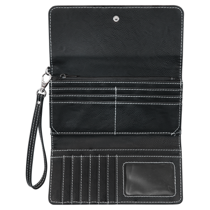 7.5" x 4" Black/Silver Leatherette Wallet with Strap – item GFT2138 image 2