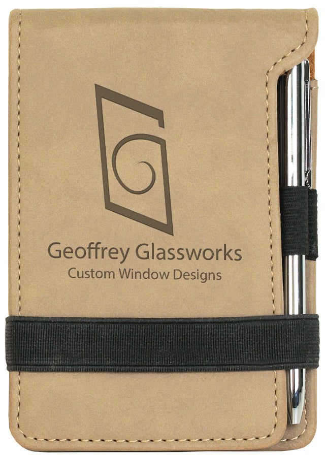 3.25" x 4.75" Light Brown Leatherette Mini Notepad – item GFT214 image 2