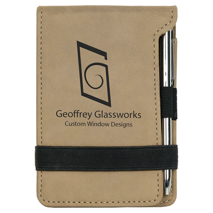 3.25" x 4.75" Light Brown Leatherette Mini Notepad – item GFT214