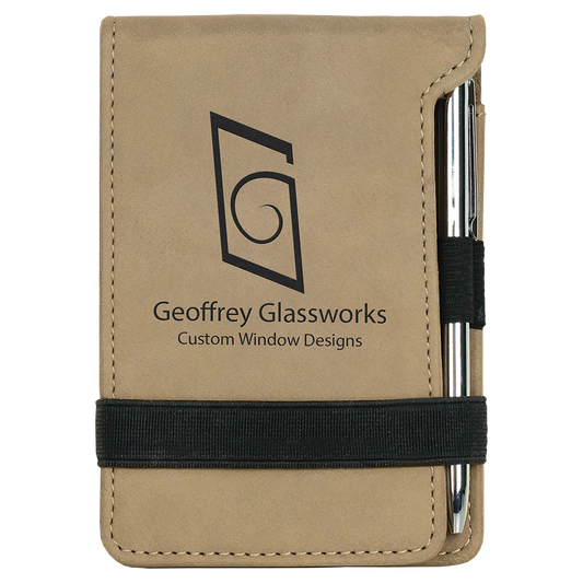 3.25" x 4.75" Light Brown Leatherette Mini Notepad – item GFT214