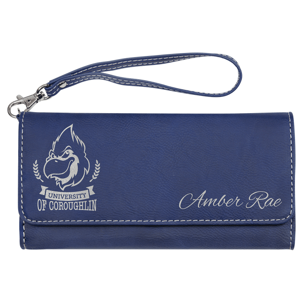 7.5" x 4" Blue/Silver Leatherette Wallet with Strap – item GFT2141 image 6