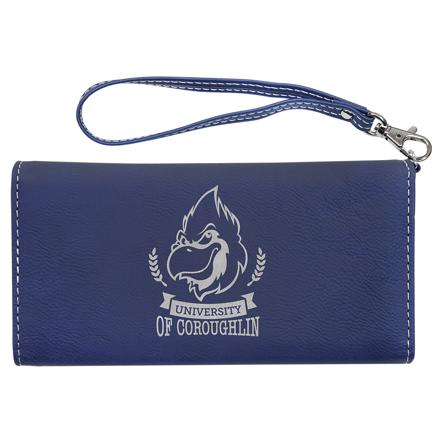 7.5" x 4" Blue/Silver Leatherette Wallet with Strap – item GFT2141 image 3