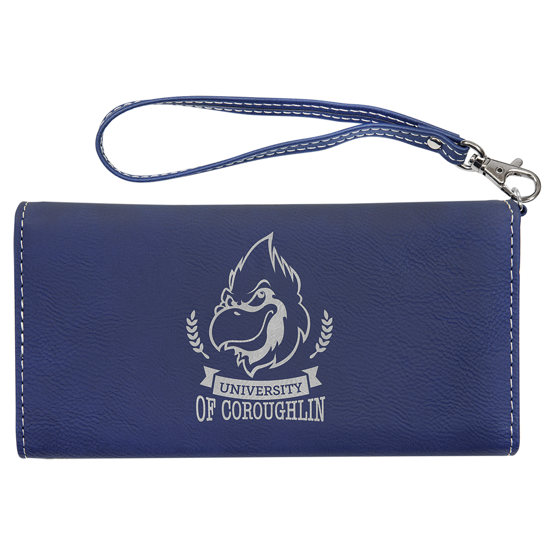 7.5" x 4" Blue/Silver Leatherette Wallet with Strap – item GFT2141 image 3