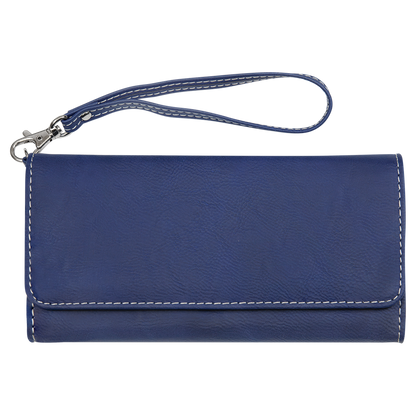 7.5" x 4" Blue/Silver Leatherette Wallet with Strap – item GFT2141 image 4