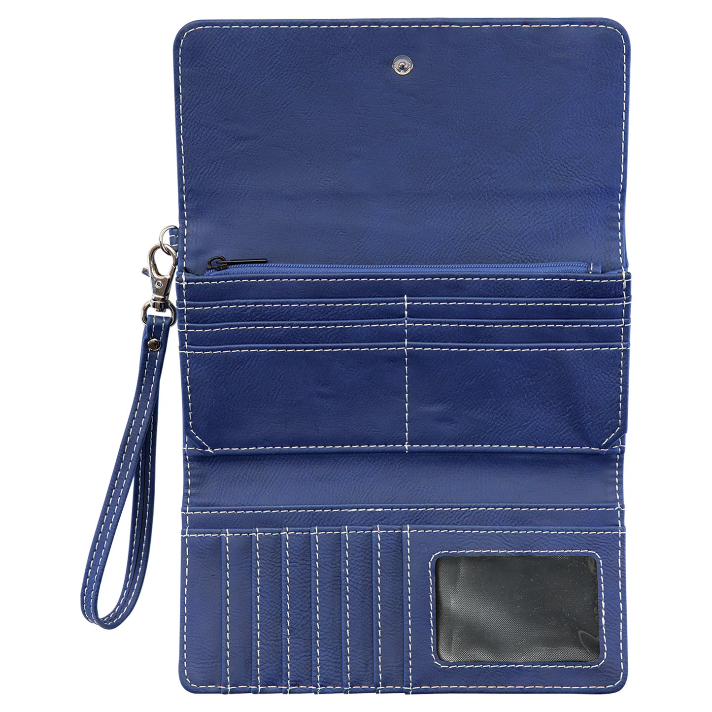 7.5" x 4" Blue/Silver Leatherette Wallet with Strap – item GFT2141 image 2