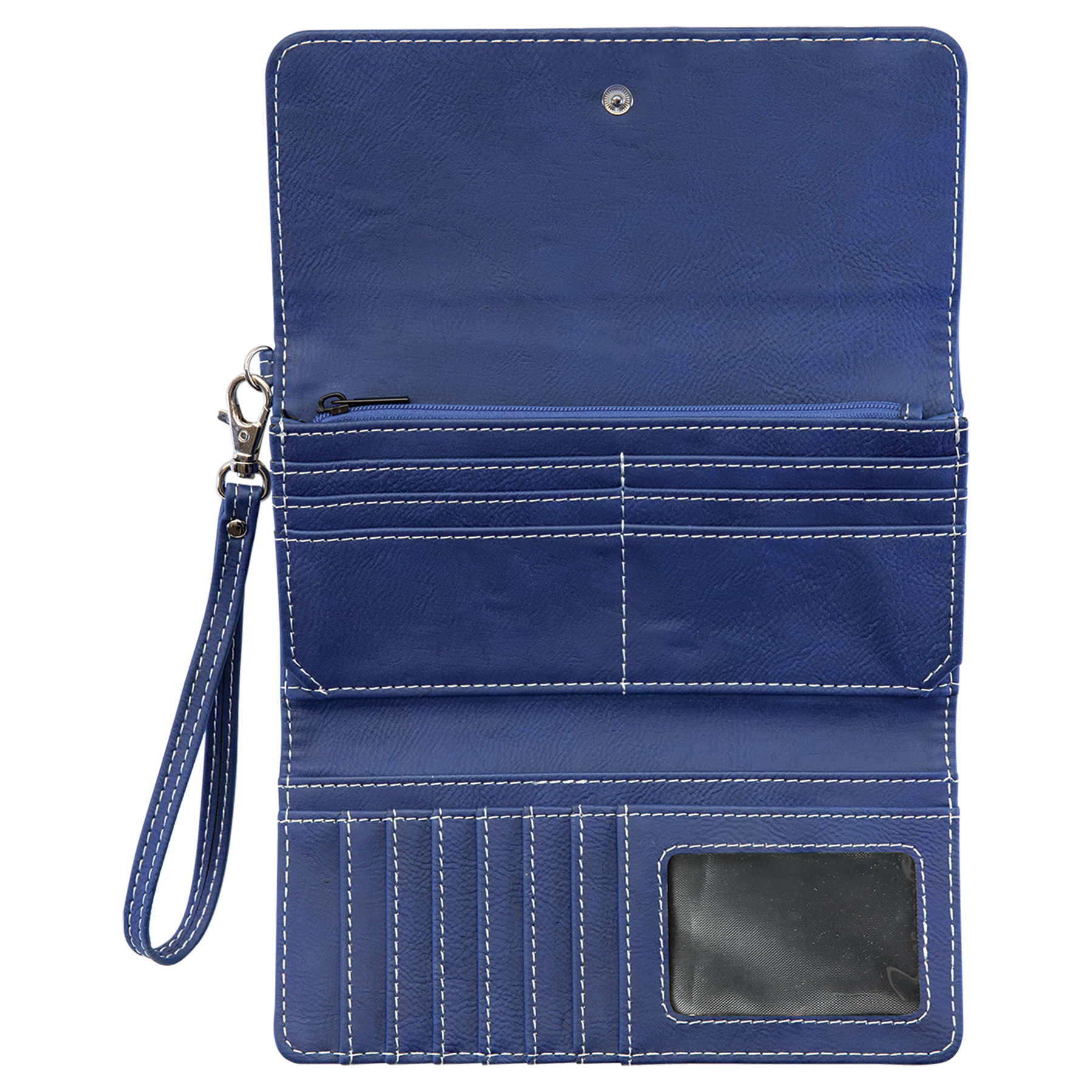 7.5" x 4" Blue/Silver Leatherette Wallet with Strap – item GFT2141 image 2