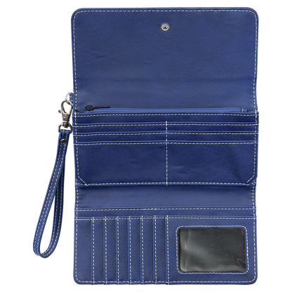 7.5" x 4" Blue/Silver Leatherette Wallet with Strap – item GFT2141 image 2