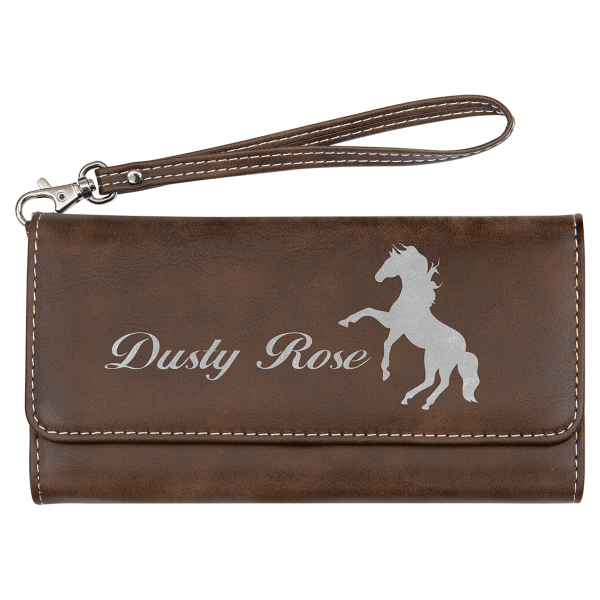 7.5" x 4" Rustic/Silver Leatherette Wallet with Strap – item GFT2142 image 6