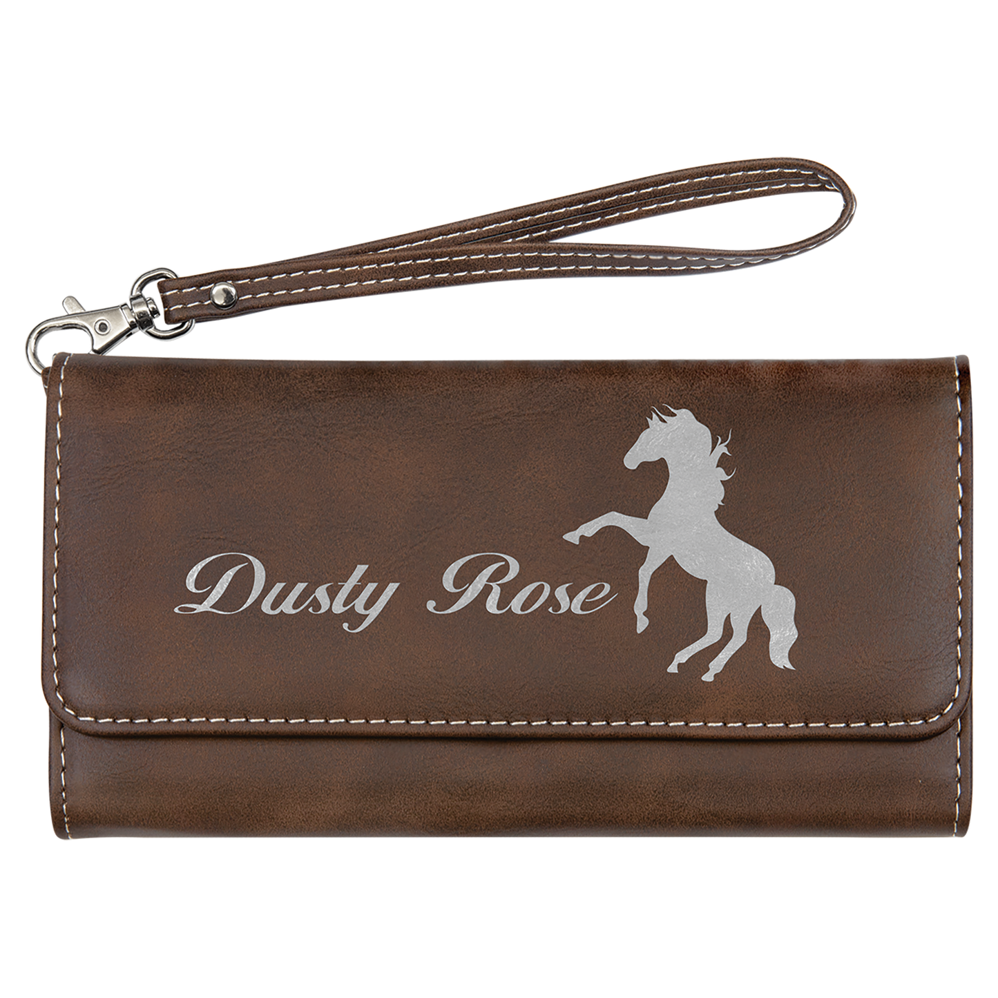 7.5" x 4" Rustic/Silver Leatherette Wallet with Strap – item GFT2142