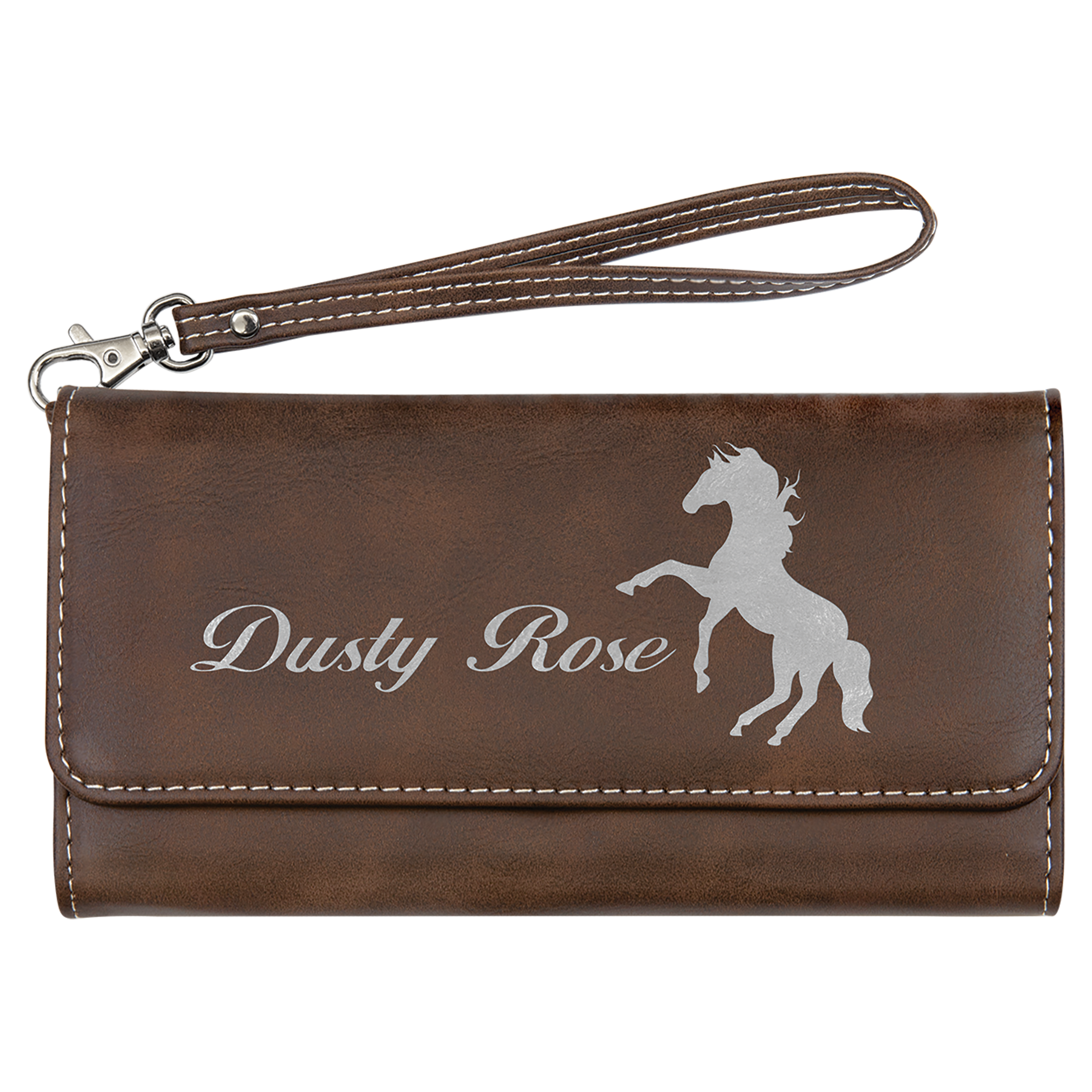 7.5" x 4" Rustic/Silver Leatherette Wallet with Strap – item GFT2142