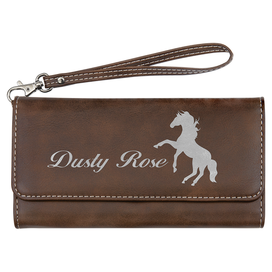 7.5" x 4" Rustic/Silver Leatherette Wallet with Strap – item GFT2142