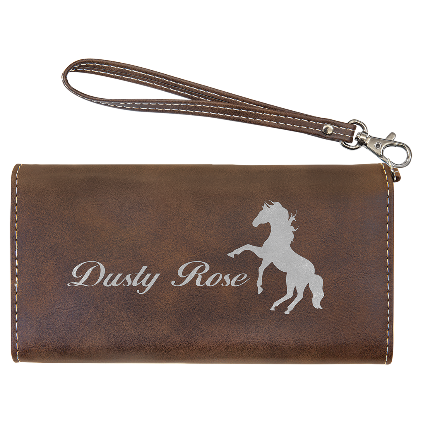 7.5" x 4" Rustic/Silver Leatherette Wallet with Strap – item GFT2142 image 3