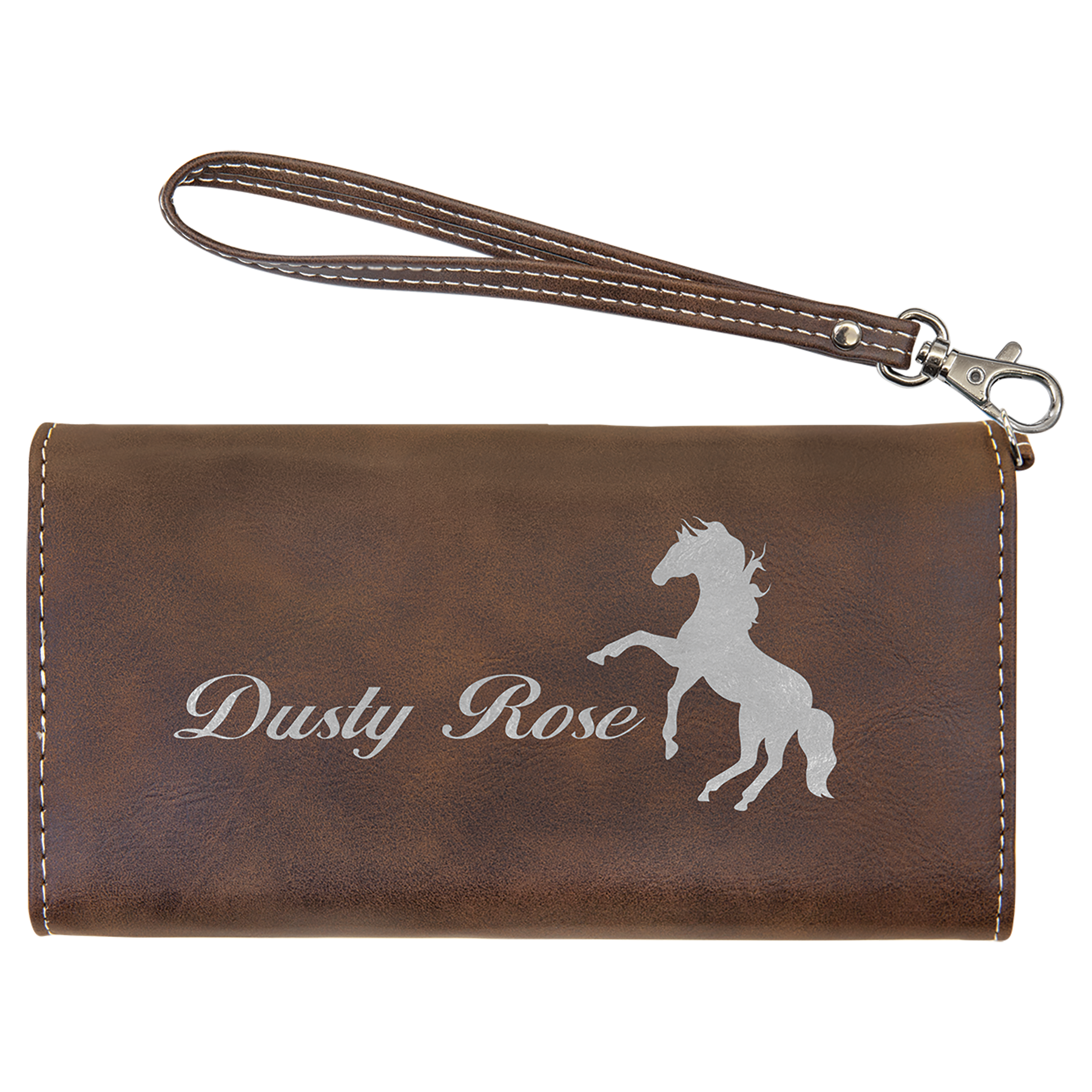7.5" x 4" Rustic/Silver Leatherette Wallet with Strap – item GFT2142 image 3