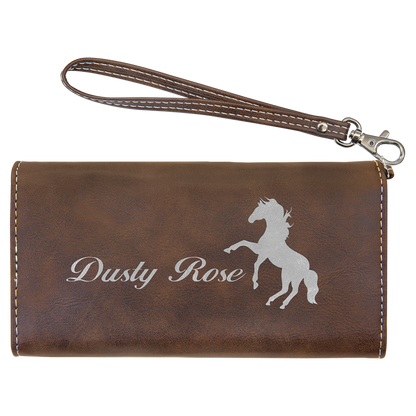 7.5" x 4" Rustic/Silver Leatherette Wallet with Strap – item GFT2142 image 3
