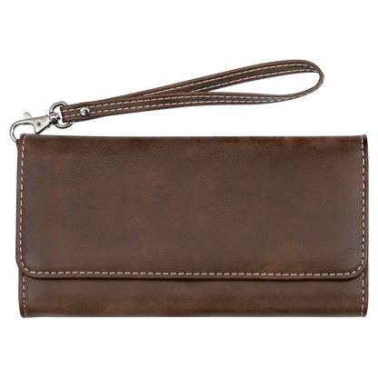 7.5" x 4" Rustic/Silver Leatherette Wallet with Strap – item GFT2142 image 4