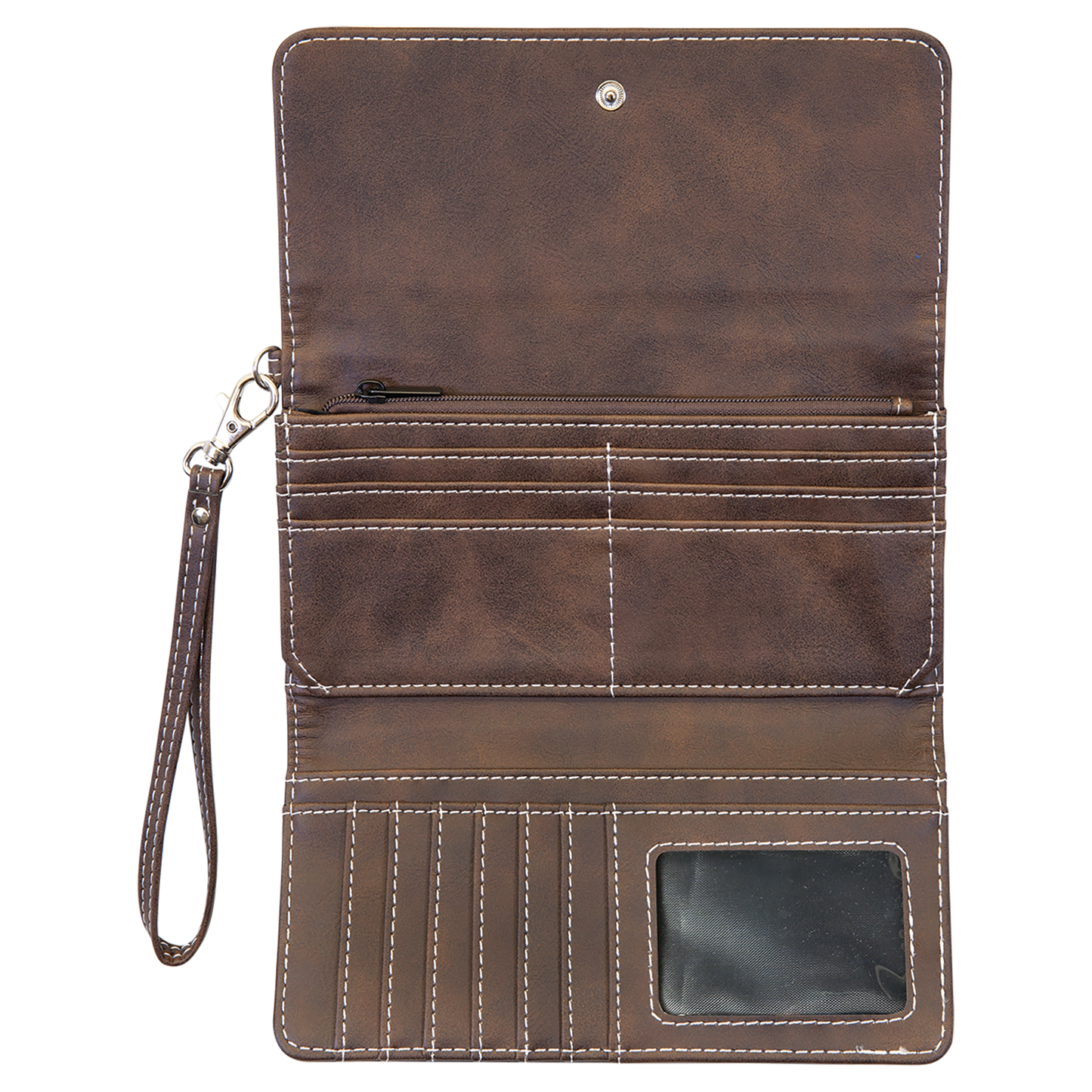 7.5" x 4" Rustic/Silver Leatherette Wallet with Strap – item GFT2142 image 2