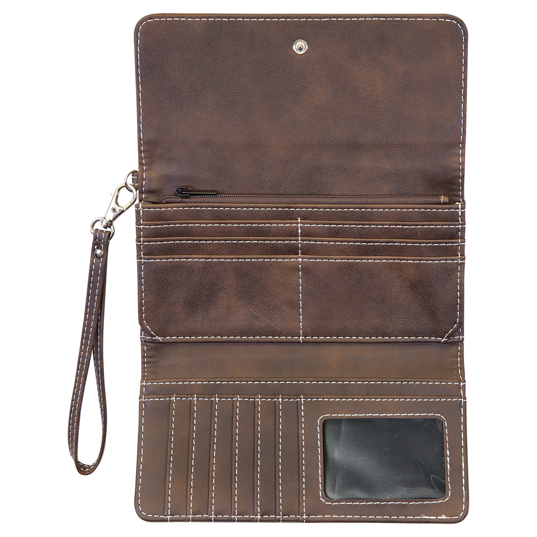 7.5" x 4" Rustic/Silver Leatherette Wallet with Strap – item GFT2142 image 2