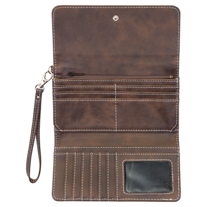 7.5" x 4" Rustic/Silver Leatherette Wallet with Strap – item GFT2142 image 2