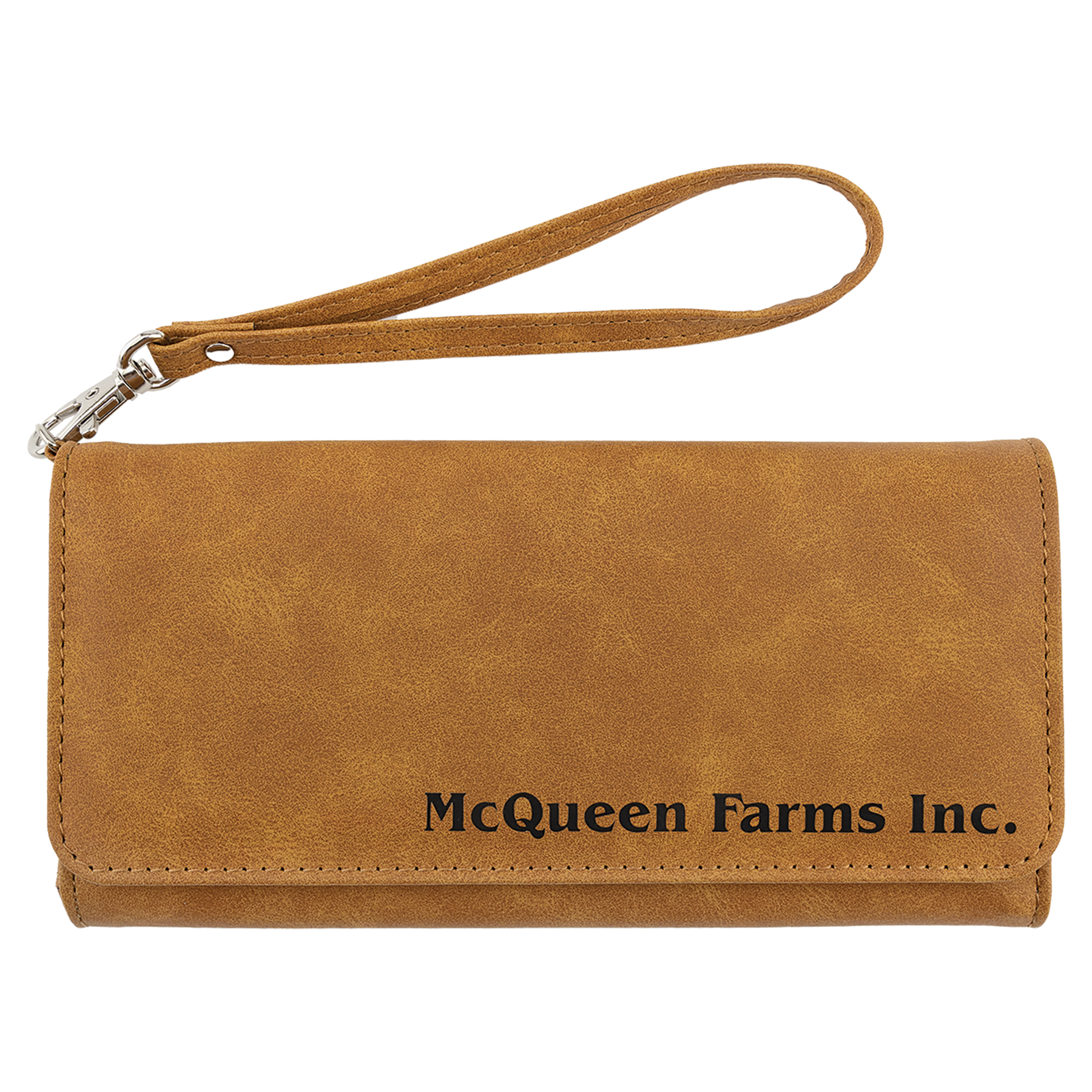 7.5" x 4" Light Leatherette Wallet with Strap Premier – item GFT2145