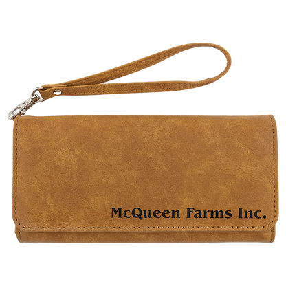 7.5" x 4" Light Leatherette Wallet with Strap Premier – item GFT2145