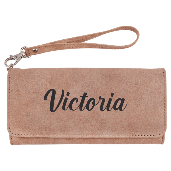 7.5" x 4" Blush Leatherette Wallet with Strap Premier – item GFT2146 image 4