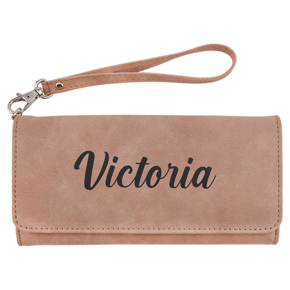 7.5" x 4" Blush Leatherette Wallet with Strap Premier – item GFT2146