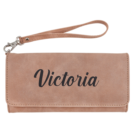 7.5" x 4" Blush Leatherette Wallet with Strap Premier – item GFT2146