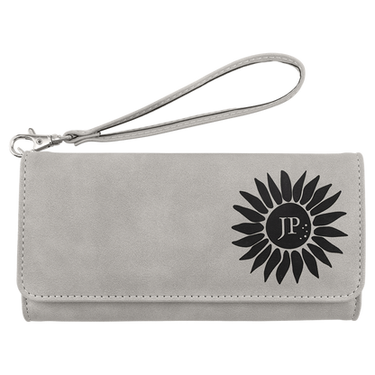 7.5" x 4" Light Leatherette Wallet with Strap Premier – item GFT2147