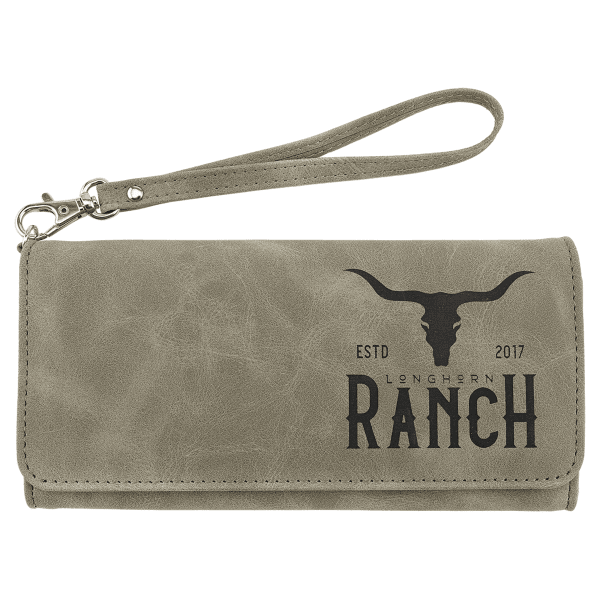 7.5" x 4" Light Green Leatherette Wallet with Strap Premier – item GFT2148 image 4